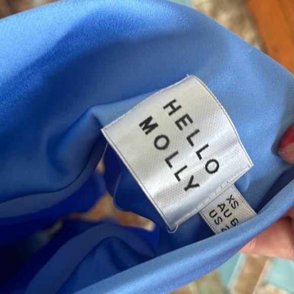 HELLOMOLLY Satin Mini Dress Blue XS - Picture 4 of 5